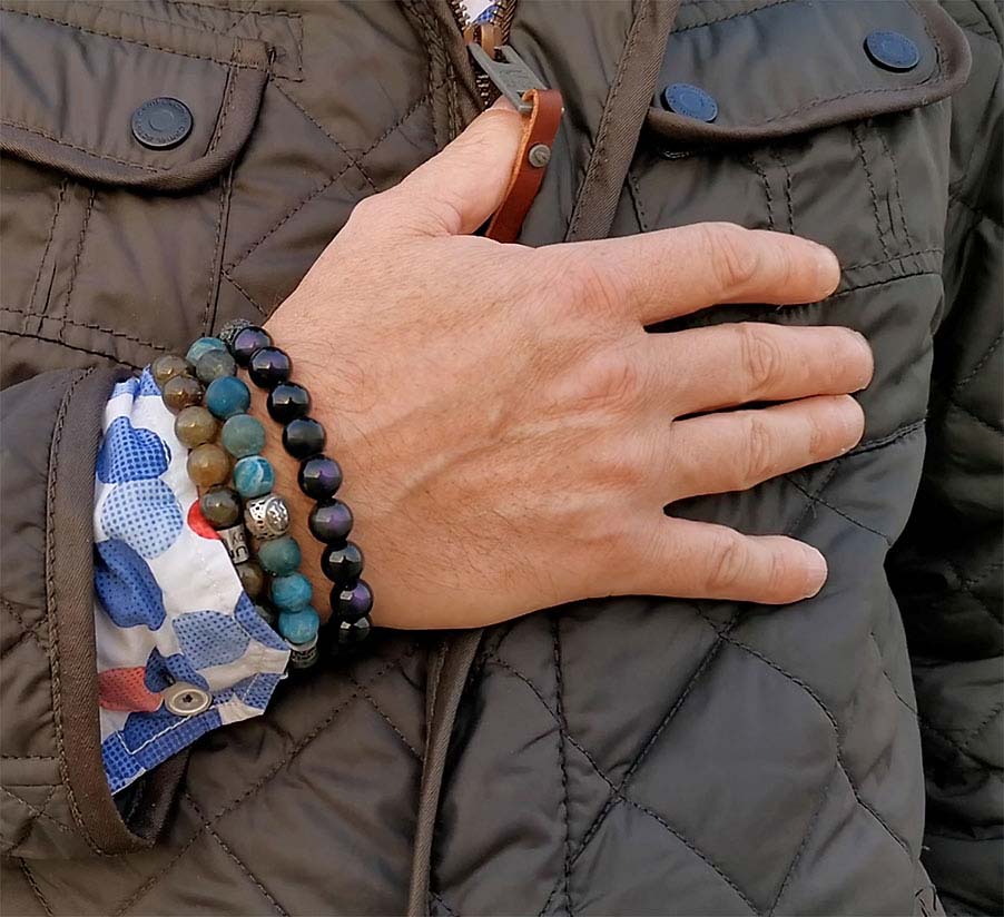 Edelstein-Armband Männer mit Tigerauge und Jade Edelstein