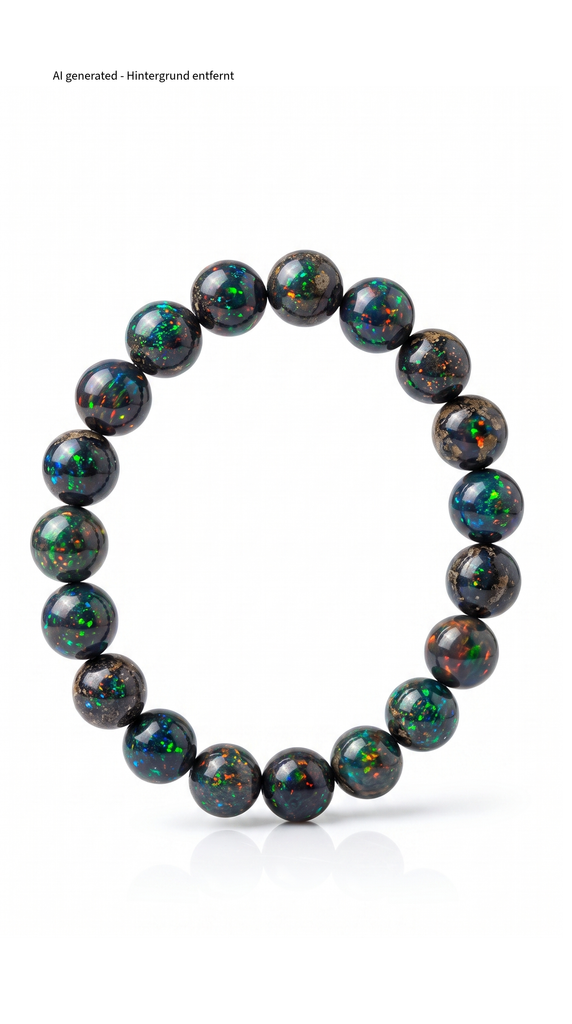 Black-Opal-Armband für Herren mit dunklen und farbig schimmernden Perlen
